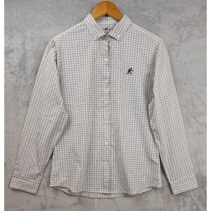 HL‎ Sport Performance Luxury White Gray Gingham Shirt Womens Medium Tailored Fit